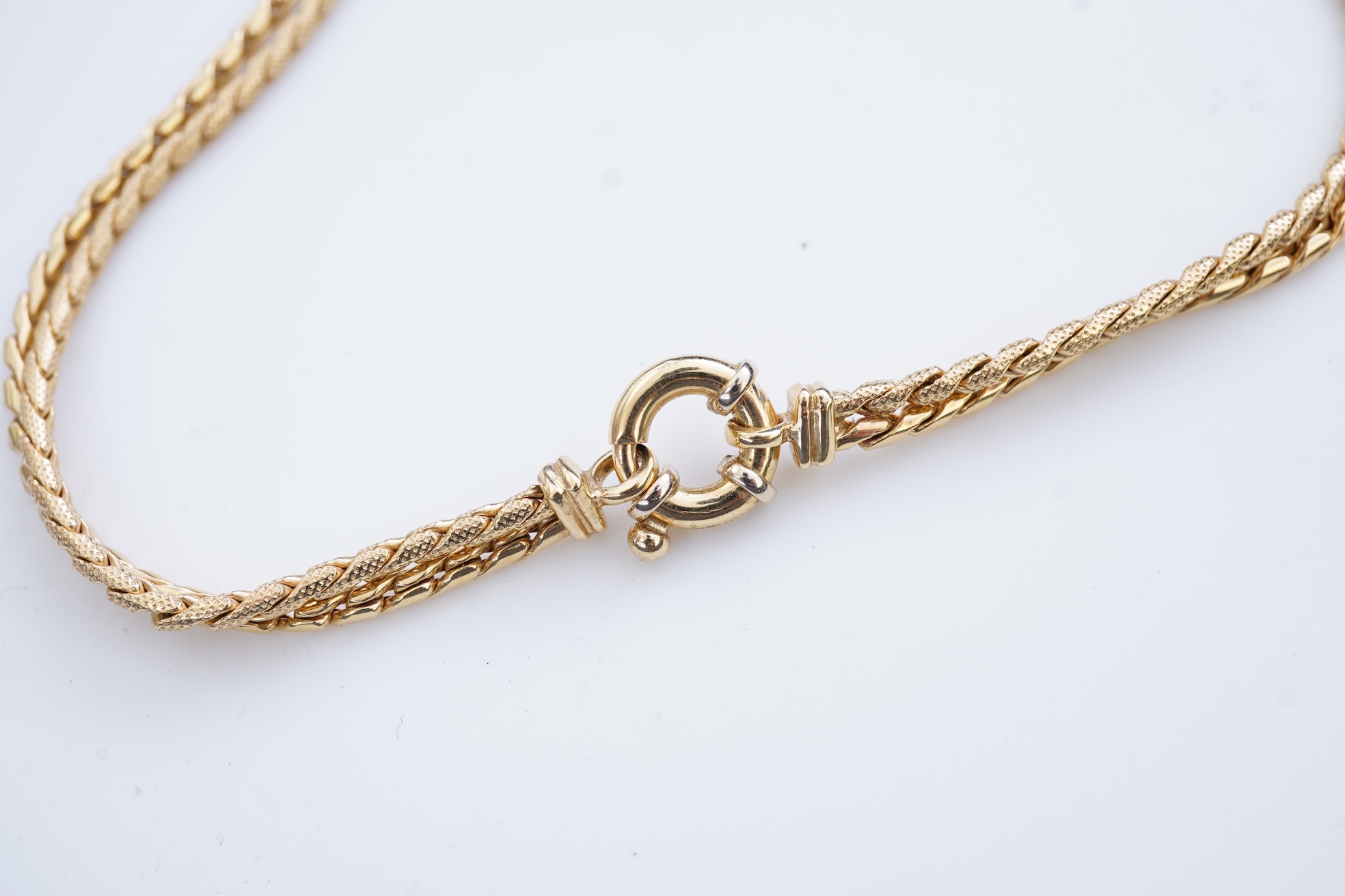 A gold necklace